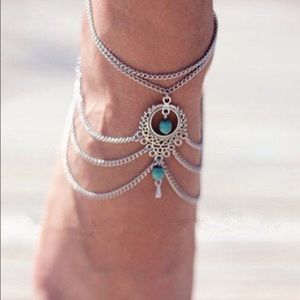 Turquoise boho anklet and arm band